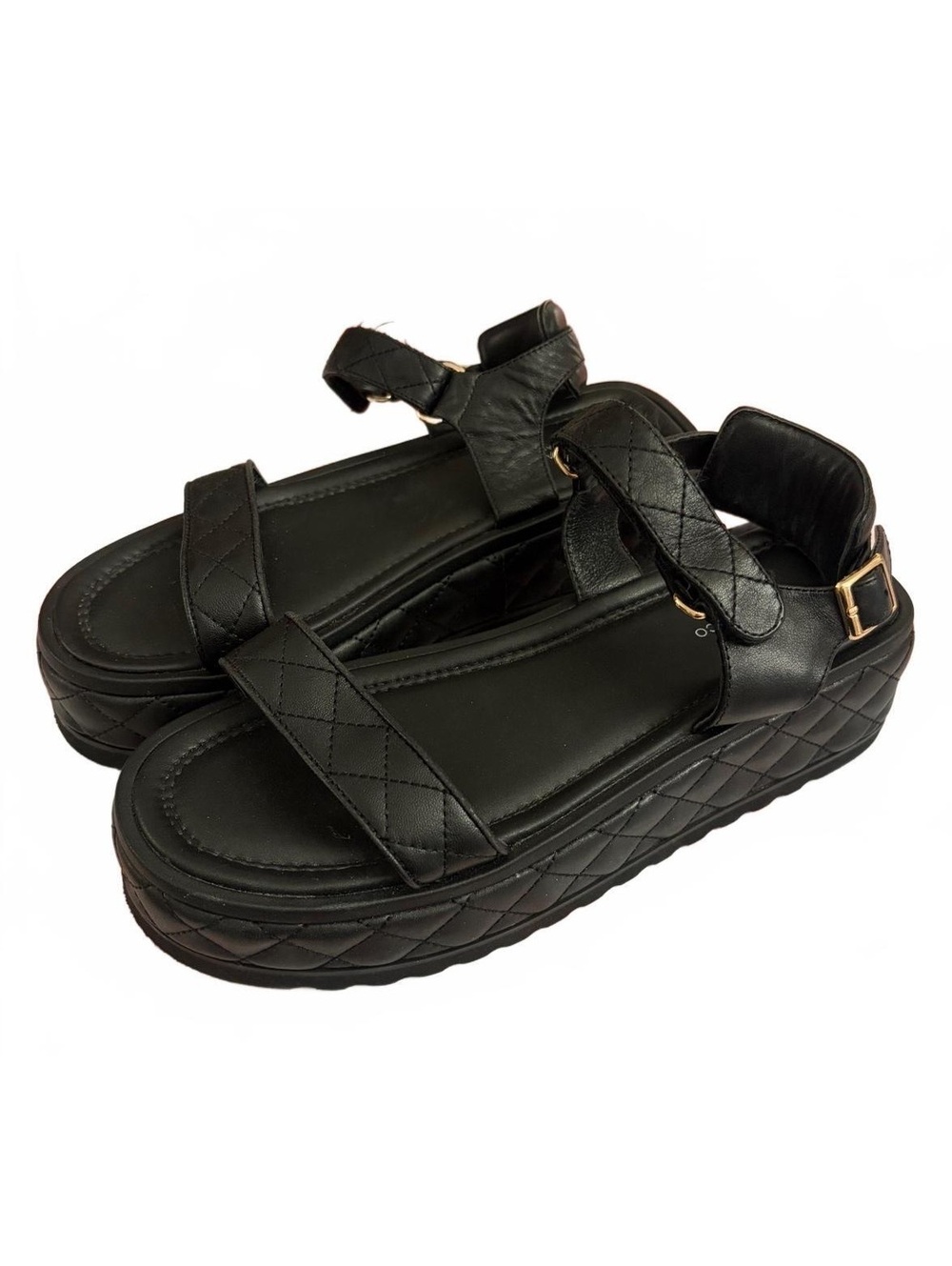 Tony Bianco Black Quilted Platform Sandals Size 9